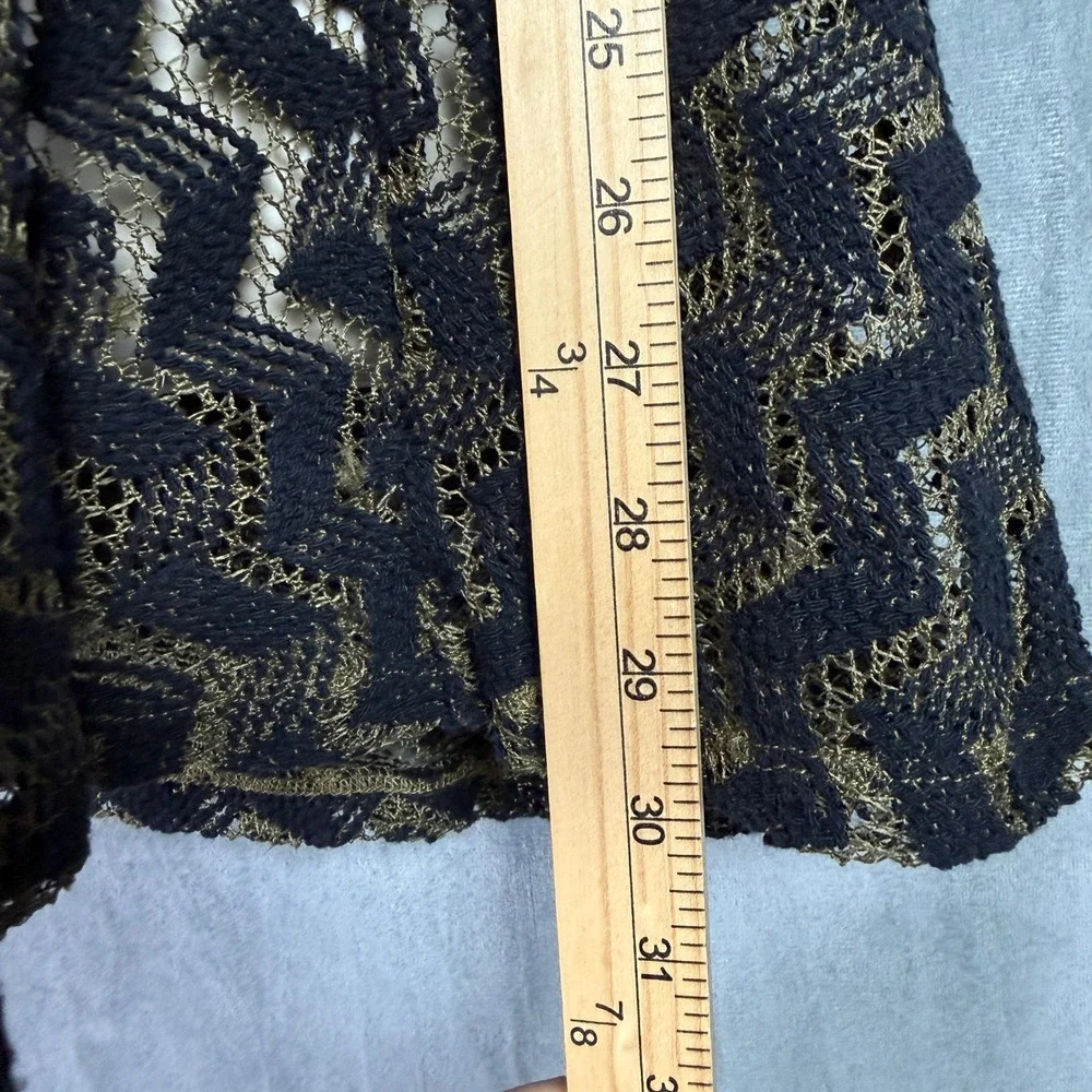 Free People Black Olive‎ Green Geo Crochet Knit Sheer Mini Tank Party Dress XS